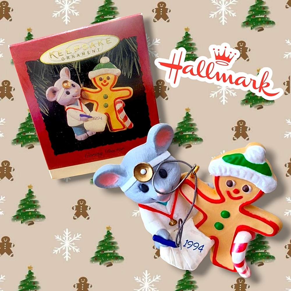 Hallmark Keepsake Vintage Christmas Ornament 1994 Dr Mouse N Gingerbread Man